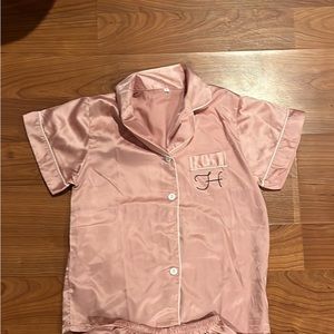 Pink satin kids pajamas (size 8).